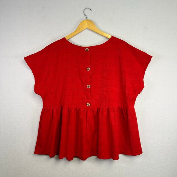 Woman's Red Emery Ruffle Rose Top - Size 2XL Chic Feminine Boho - Picture 5 of 11